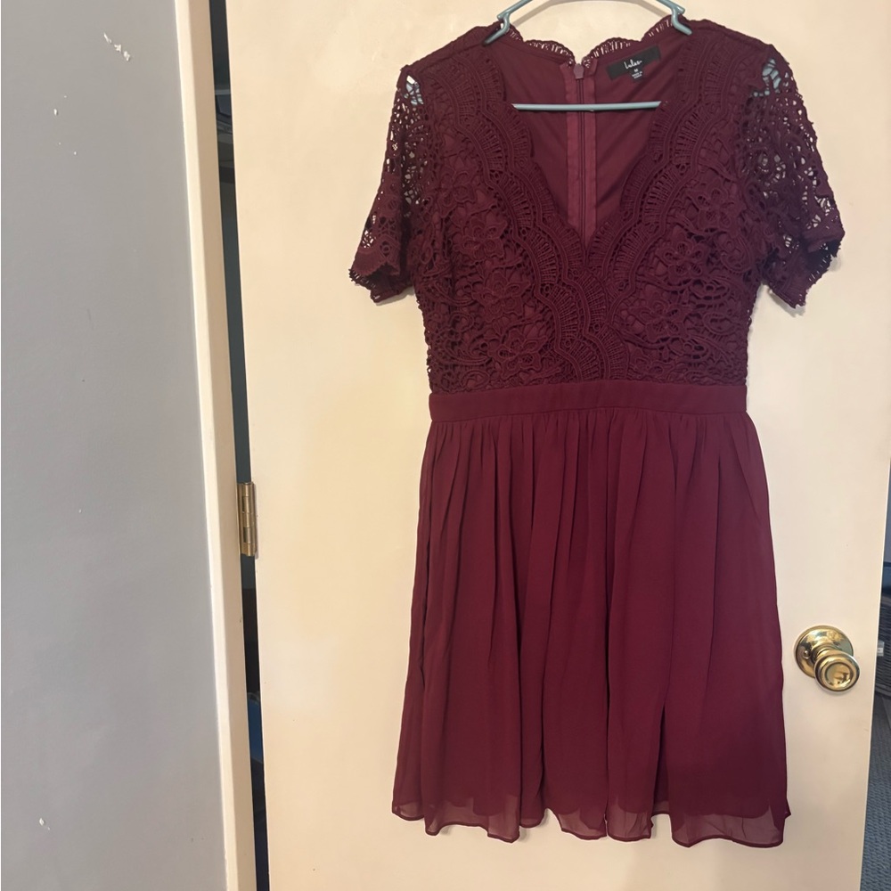 Lulus Lace Burgundy Dress
